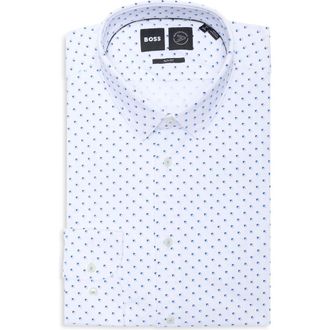 BOSS Hank Kent Slim Fit Stretch Performance Dress Shirt in Light/Pastel Blue at Nordstrom Rack, Size 16.5 - R