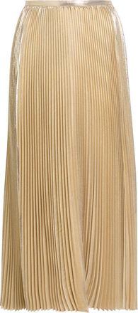 Joseph Essai Pliss&eacute; Metallic Lam&eacute; Midi Skirt - Beige - 44 (UK16 / XL)