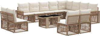 vidaXL Conjunto De Sof&aacute;s De Jard&iacute;n 13 Uds. Beige Y Blanco Crema Vidaxl
