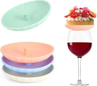 OEM Cubierta Para Vaso De Vino - Silicona Alimentaria - Ranura Para Bombilla - Asa Integrada - Compatible Con Vasos Y Tazas - Lote De 4