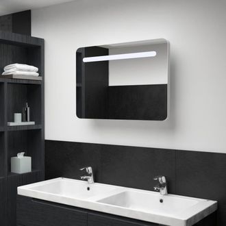 Berkfield Home LED Bathroom Mirror Cabinet 80x9.5x55 cm in White