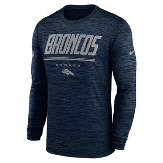 Nike Denver Broncos Sideline Team Issue Velocity Nike Mens Dri-FIT NFL Long-Sleeve T-Shirt in Blue | 02EQ41S8W-CH4