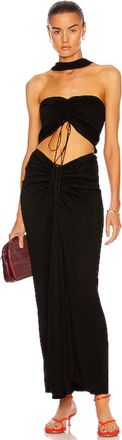 CHRISTOPHER ESBER Reversed Halter Disconnect Ruched Dress In Black