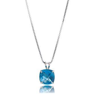 MAX + STONE 925 Sterling Silver or 14k Gold 8mm Cushion Cut Gemstone Pendent Necklace