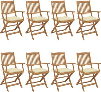 vidaXL Vidaxl - Sillas De Jard&iacute;n Plegables 8 Uds Y Cojines Madera Maciza Acacia