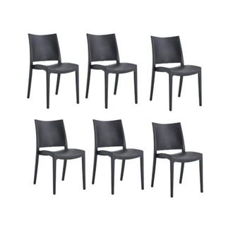 Far kit 6 sedie polipropilene cucina bar ristorante sedia interno esterno nero 580FL