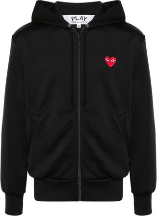 Comme Des Gar&ccedil;ons Logo Katoenen Hoodie - Dames - Vesten met rits - Zwart - XS - Katoen - Hoodies & sweatvesten