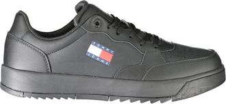 Tommy Hilfiger Schoenen, Heren, Zwart, 42 EU, Sportieve Zwarte Veterschoenen met Print Logo