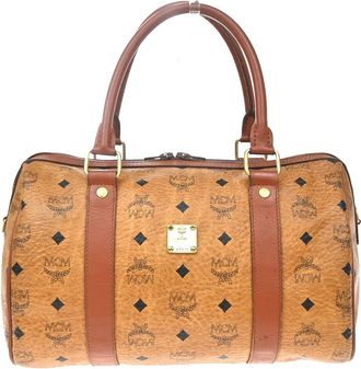 MCM Visetos Leather Brown Leather Handbag (Pre-Owned)