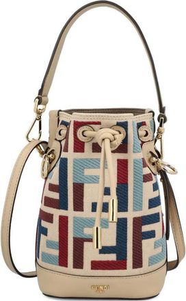 Fendi Mon Tresor Multicolor Ff Embroidery Canvas Mini Bucket Bags