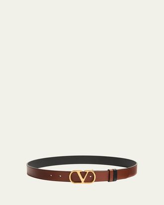 Valentino Garavani VLogo Signature Reversible Calfskin Belt, 30mm