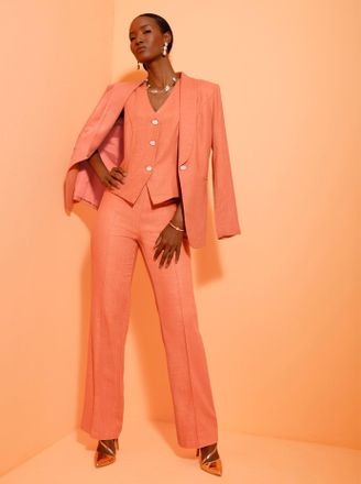 Cr&eacute;ation L Jackenblazer CREATION L Leinen-Mix-Blazer, Damen, Gr. 36, papaya, 75% Viskose, 25% Leinen, Blazer Jackenblazer