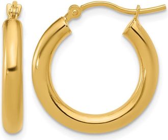 Diamond2Deal 10K Yellow Gold Round Shape Hinged Hoop Earrings