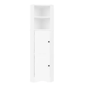 Urban Meuble Columna de ba&ntilde;o esquinera con estantes y armarios, blanco
