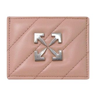 Off-white Jackhammer Logo Leren Kaarthouder (Roze)