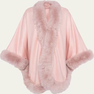 Gorski Cashmere Cape with Toscana Shearling Lamb Trim