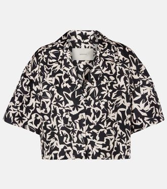 Asceno Lincoln printed cropped silk twill shirt