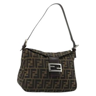 Fendi Pre-owned Shoulder Bags, female, Brown, Size: ONE SIZE Pre-owned Zucca Canvas Shoulder Bag