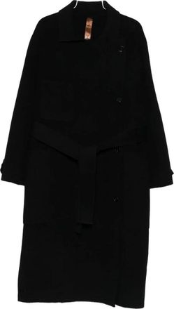 Glox Zwarte Mantel Met Riem En Kraag - Dames - Mantel - Zwart - XS - Jassen