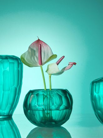 Micheluzzi Glass Bocia Acqua Bamboo Hand-Blown Murano Glass Vase (6in/15cm)