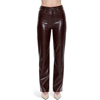 Pistola Denim Cassie Embossed Faux Leather Flare Pants in Tobacco Croc at Nordstrom Rack, Size 28