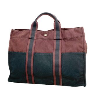 Herm&egrave;s Black Bordeaux Canvas Tote Bag (Pre-Owned)