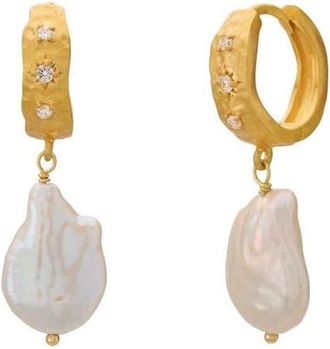 Murkani Cosmic Love Medium Earring With Pearl in Yellow Gold at Nordstrom