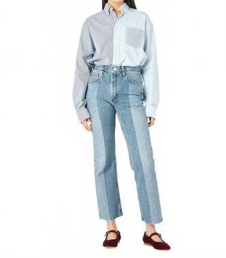 E.L.V. Denim Flare Ankle Cropped Jean In Light/mid Blue
