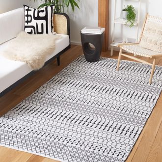 Safavieh Kilim Flat Weave Area Rug, Ivory / Black Bohemian Style Easy Care