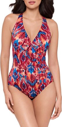 Miraclesuit Ikat Dorado Wrapsody One-Piece Swimsuit in Red Multi at Nordstrom, Size 14