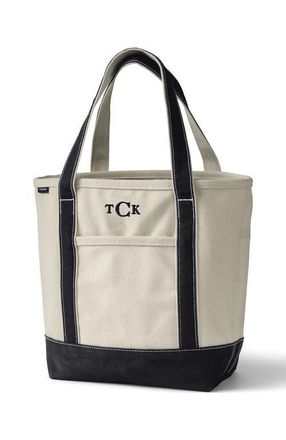 Lands End Open Top Canvas Tote Bag in Natural/black at Nordstrom, Size X-Large