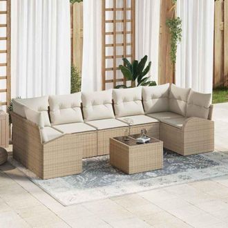 vidaXL Conjunto De Sof&aacute; De Jard&iacute;n 8 Pcs Beige 55 X 55 X 37 Cm Vidaxl
