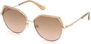 Guess 58mm Geometric Sunglasses in Shiny Beige /Brown Mirror at Nordstrom Rack