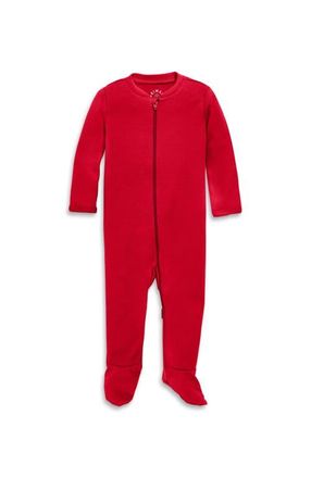 primary Baby Organic Zip Footie In Solid in Cherry at Nordstrom, Size Newborn
