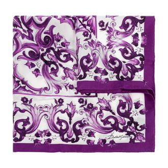 Dolce & Gabbana Pa&ntilde;uelo de seda con estampado de Majolica - Accessories - Mujer - P&uacute;rpura - ONE SIZE