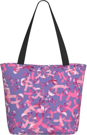 AOOEDM Pink Ribbons Breast Cancer Awareness Ladies Shopping Bag 13x11x7in.The Perfect ValentineS Day Gift.It Is The Best ValentineS Day Gift For Mom, Daughte