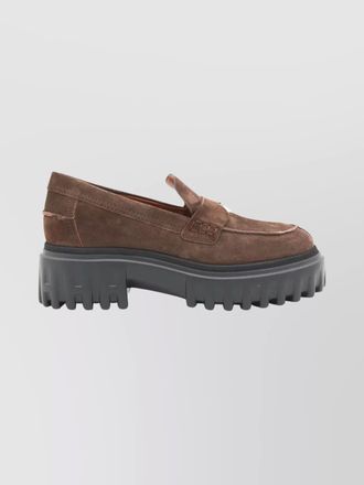 Hogan suede leather platform loafers