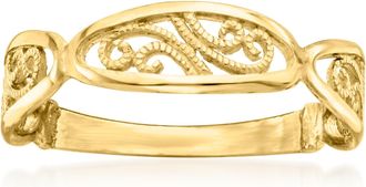 Ross-Simons Italian 14kt Yellow Gold Filigree Oval Station Ring