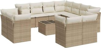 vidaXL Set De Sof&aacute;s De Jard&iacute;n 12 Pzas Y Cojines Rat&aacute;n Sint&eacute;tico Marr&oacute;n Vidaxl