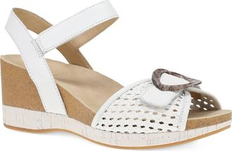 Dansko Womens Stella Ankle Strap Platform Wedge Sandal In White