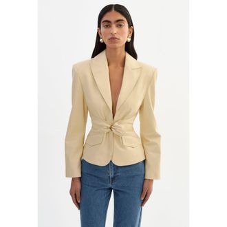 LaMarque Wiley | Leather Belted Blazer in Butter at Nordstrom, Size X-Small