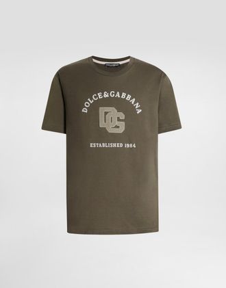 Dolce & Gabbana Cotton T-shirt With Print And Embroidery - Man T-shirts And Polos Grey 44