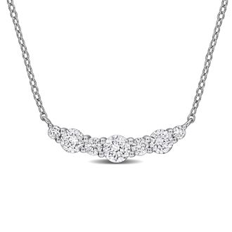 Mimi & Max Created Forever 1ct TW Lab-Grown Diamond Curved Bar Neckace Sterling Silver