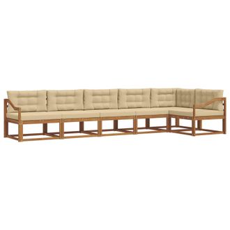 vidaXL Conjunto De Sof&aacute;s De Exterior Con Coj&iacute;n 6 Pcs Natural Y Beige Vidaxl