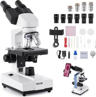 OEM Microscopio Compuesto Con Aumento De 40-5000x Kit De Microscopio Binocular Cuerpo De Aleaci&oacute;n De Aluminio 2 Juegos De Oculares, Luz Led, Soporte Para 