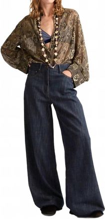 Momoni Aoki Yarn Dyed Denim Pants In Blue Jeans