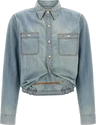 R13 Overhemden, Dames, Blauw, M, Katoen, Wikkel Denim Shirt van Katoen