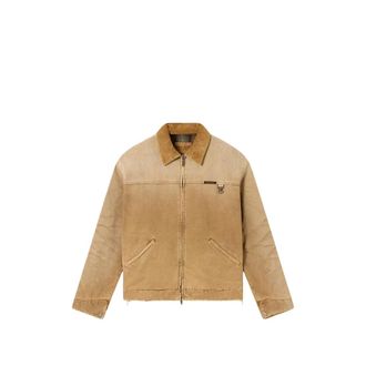 Golden Goose Reversible-jacket In Beige Cotton With Check-pattern