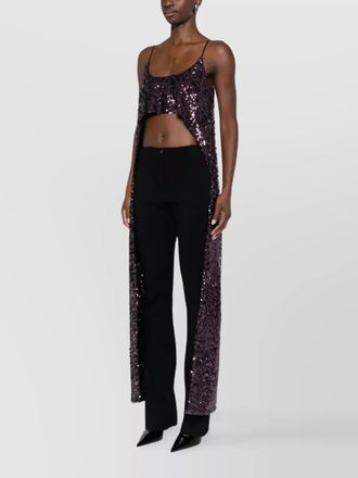 Paco Rabanne sequined sleeveless asymmetric top
