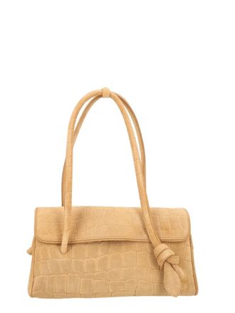 Jacquemus Beige Crocodile-Embossed Knot Shoulder Bag